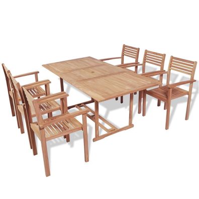 Modernes Gartenmöbel Set Tisch 180 cm in Holzoptik 6 Stühle in Grau
