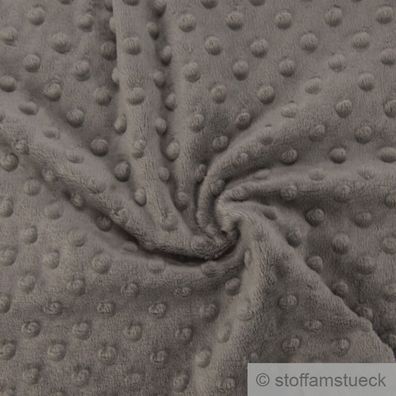 Stoff Polyester Minky Fleece grau Noppen Soft Mole Fleece Softplüsch