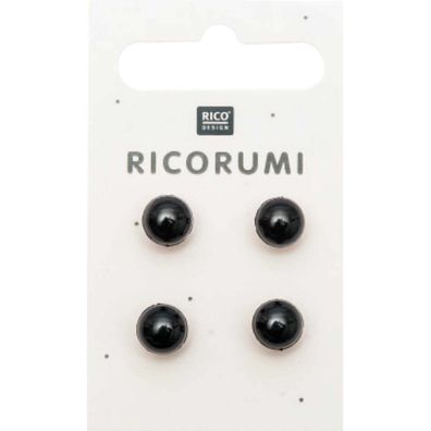 Rico Design | Knöpfe Braun-Schwarz | 8,5mm 4 Stück mit Steg