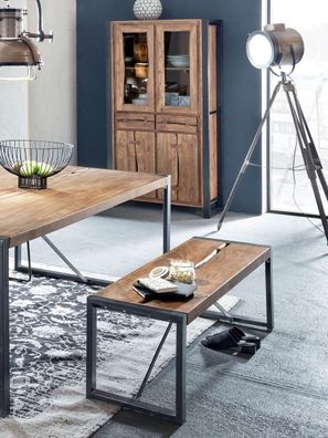 Esstisch Küchentisch Holztisch Metallgestell Esszimmermöbel aus Akazie