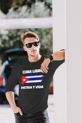 Langarmshirts Herren-Patria Y Vida Cuba Libre Movement Se Acabo
