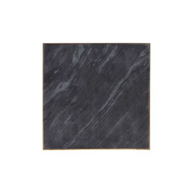 House Doctor - Servierplatte Serviertablett Marmor | Dekotablett Messing Rand schwarz