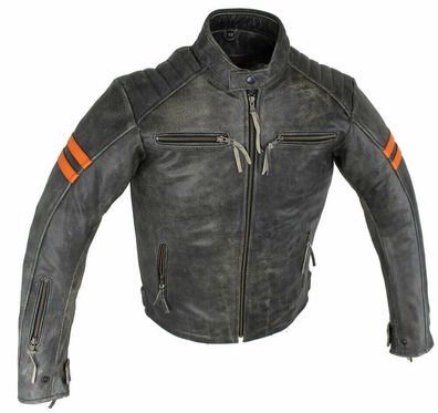 Motorrad Herren Lederjacke Biker Jacke Custom Jacke Retro braun mit Protektoren