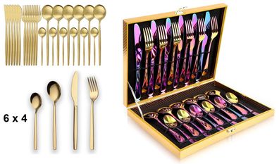 Besteck Set 24 Teilig Weißgoldfarbend Edelstahl. NEU und in der Originalverpackung.
