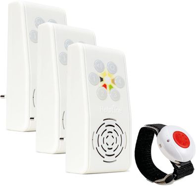 HelpLine 230 Sicherheitspaket 7, Hausnotruf mit Funk-Notruf-Armband und 3 Empfängern