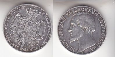 1 Doppeltaler Silber Münze Sachsen Coburg Gotha Herzog Ernst 1854 (111735)