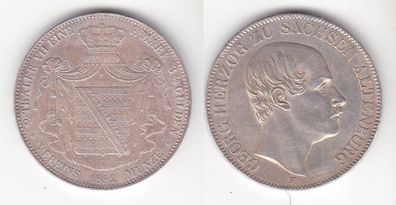 1 Doppeltaler Silber Münze Sachsen Altenburg Herzog Georg 1852 (111733)
