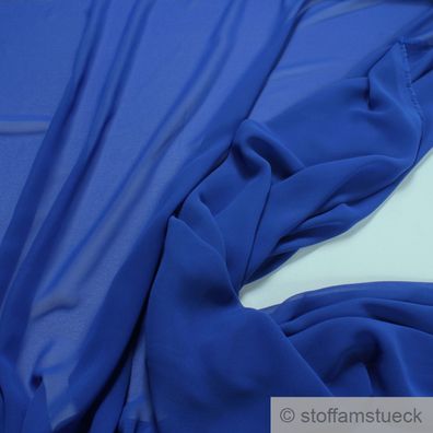 Stoff Polyester Crêpe de Chine sehr leicht ultramarinblau knitterarm blau