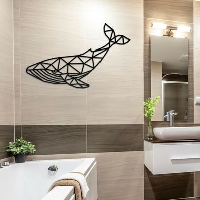 Wanddekoration für moderne Badezimmer, Großer Wal aus schwarzem Acrylglas