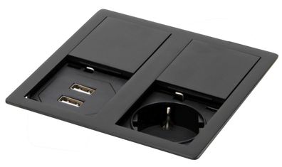 Küchensteckdose VersaHIT Dual mit USB A, Einbausteckdose Küche, IP54