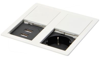 Küchensteckdose VersaHIT Dual mit USB A, Einbausteckdose Küche, IP54