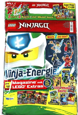 LEGO Ninjago Ninja-Energie 2 Magazine + 2 Original Lego Figuren + Booster