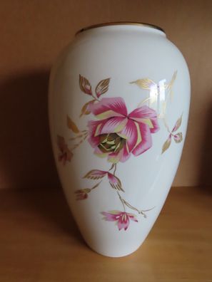 Bodenvase Vase creme mit Rosen rosa Gold Goldrand Johann Seltmann Vohenstrauß