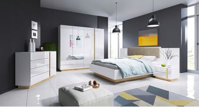 Schlafzimmer Set RICO Kleiderschrank Doppelbett Nachttisch Kommode 2 Farben !