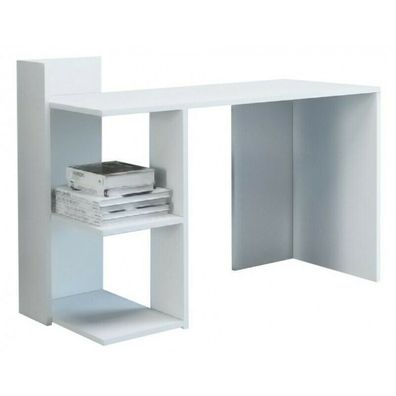 Computertisch Schreibtisch mit 2 Ablagen Arbeitstisch Bürotisch Weiss