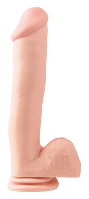 XXL Penis Dildo 31,4 cm Hautfarben mit Hoden auf Saugfuß