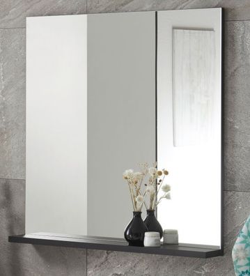 Badezimmer Spiegel schwarz Badspiegel mit Ablage Wandspiegel 80 x 85 cm Design-D