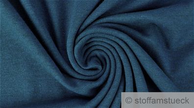 0,5 Meter Stoff Baumwolle Polyester Elastan Single Jersey Melange petrol meliert