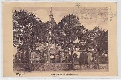 66021 Ak Wiek auf Rügen Kirche mit Glockenturm 1925