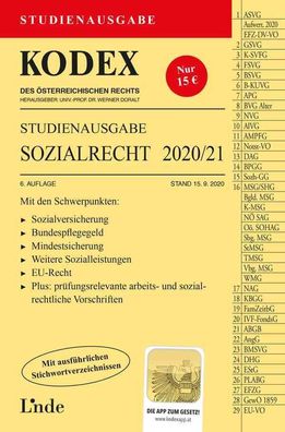 KODEX Studienausgabe Sozialrecht 2020/21: Studienausgabe, Elisabeth Bramesh ...