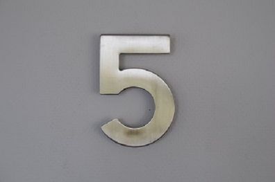 Bella Casa Edelstahl Hausnummer "5" aus Edelstahl für Wandmontage Türnummer