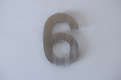 Bella Casa Edelstahl Hausnummer "6" aus Edelstahl für Wandmontage Türnummer