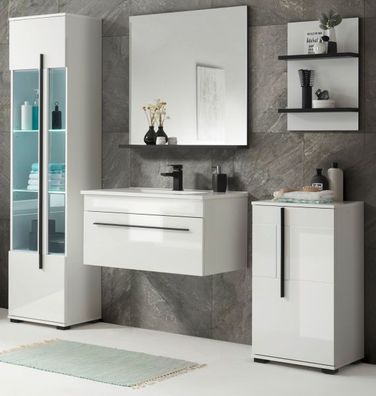 Bad Möbel Set komplett MIT Waschbecken Badezimmer Möbelset Design-D Waschtisch