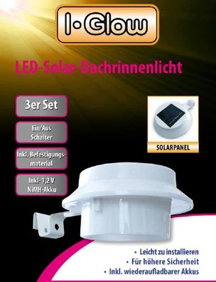 I-Glow LED Solar Dachrinnenlichter Set 3tlg. in weiß