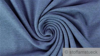 0,5 Meter Baumwolle Polyester Elastan Single Jersey Melange jeansblau meliert