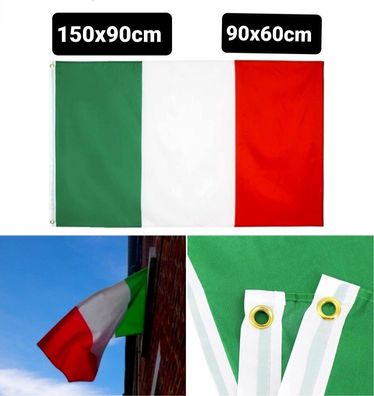 Italienische Fahne Grün Weiß Rot Mit Ösen Deko Wanddeko Flagge Italien 150x90cm 90x60
