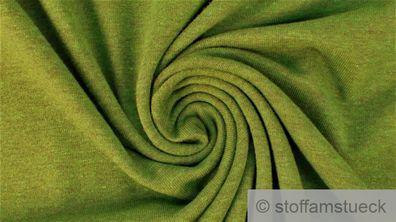 0,5 Meter Stoff Baumwolle Polyester Elastan Single Jersey Melange grün meliert