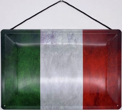 Blechschild mit Kordel 30 X 20 cm Italien Flagge