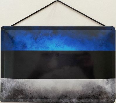 Blechschild mit Kordel 30 X 20 cm Estland Flagge