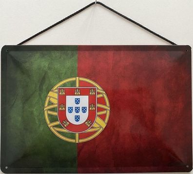 Blechschild mit Kordel 30 X 20 cm Portugal Flagge