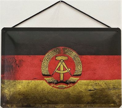 Blechschild mit Kordel 30 X 20 cm Deutschland Flagge