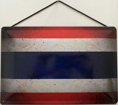 Blechschild mit Kordel 30 X 20 cm Thailand Flagge