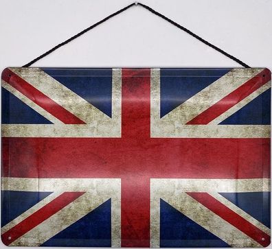 Blechschild mit Kordel 30 X 20 cm Großbritannien Flagge