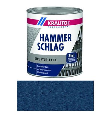 Krautol 750 ml Metallschutzlack 3in1 Struktur-Lack Hammerschlag Dunkelblau