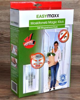 Moskitonetz 90x210 Weiß Magnetverschluss Magic Klick Insekten/ -Fliegenschutz