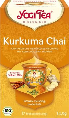 Yogi Tea Bio Kurkuma Chai, Ayurvedische Gewürzteemischung mit Kurkuma, Zimt & In
