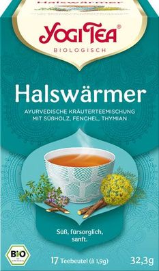 Yogi Tea Bio Halswärmer, Ayurvedische Kräuterteemischung mit Süßholz, Fenchel &