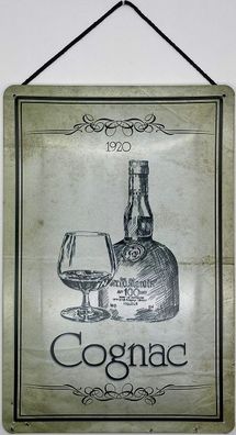 Blechschild mit Kordel 20 X 30cm Spruch: Cognac 1920