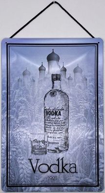 Blechschild mit Kordel 20 X 30cm Spruch: Vodka 1925