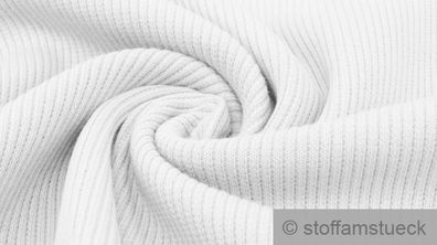 0,5 Meter Stoff Baumwolle Elastan Rib Jersey weiß Rippenjersey Rippenstrick