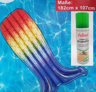 Luftmatraze Meerjungfrauflosse + Velind Hautschutz & Mückenspray Zeckenspray