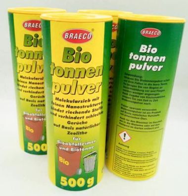 4x Braeco Biotonnenpulver für Biotonne , Mülleimer Abfalltonne Madenvernichter
