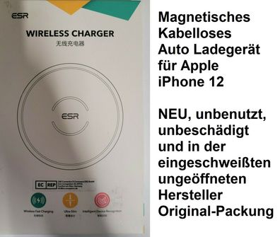 Magnetisches Kabelloses Auto Ladegerät für Apple iPhone 12. NEU, und in der OVP