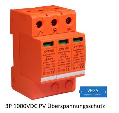 Überspannungsschutz PV Photovoltaik SPD / 1000VDC / 3-polig / Typ 2 - C