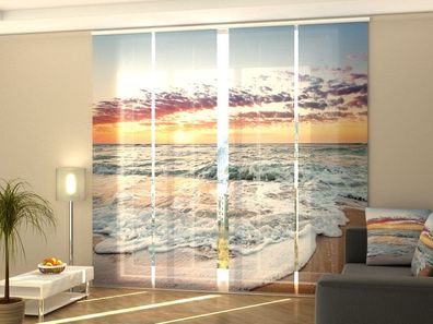 Schiebegardine Sonnenuntergang am Meer, Flächenvorhang mit Motiv, Fotodruck, auf Maß