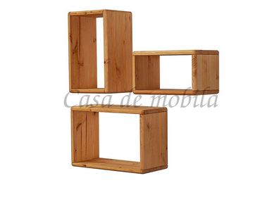Massivholz Wandregale 3er Set Hängeregale Kiefer massiv eichefarben Küchen-regal Holz